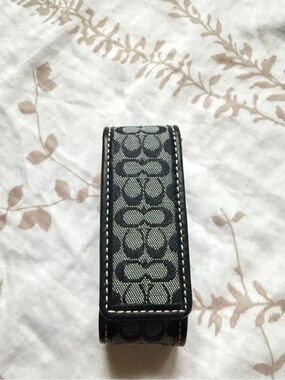 🖤 Rare Vintage Coach Lipstick Case with Mirror Black Signature Canvas